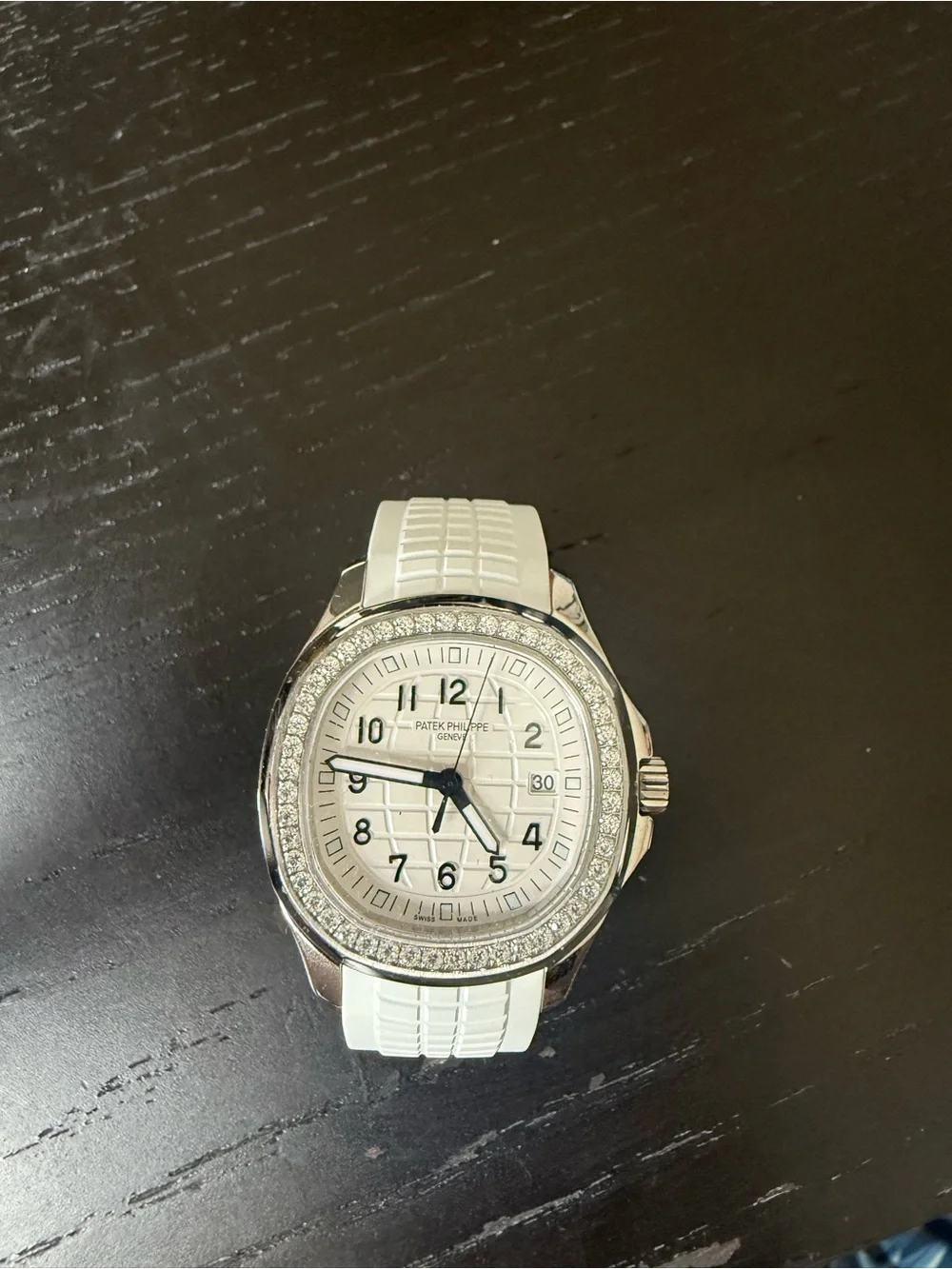 Patek Philippe White Dial and Strap Diamond Bezel Watch - Picture 1 of 5